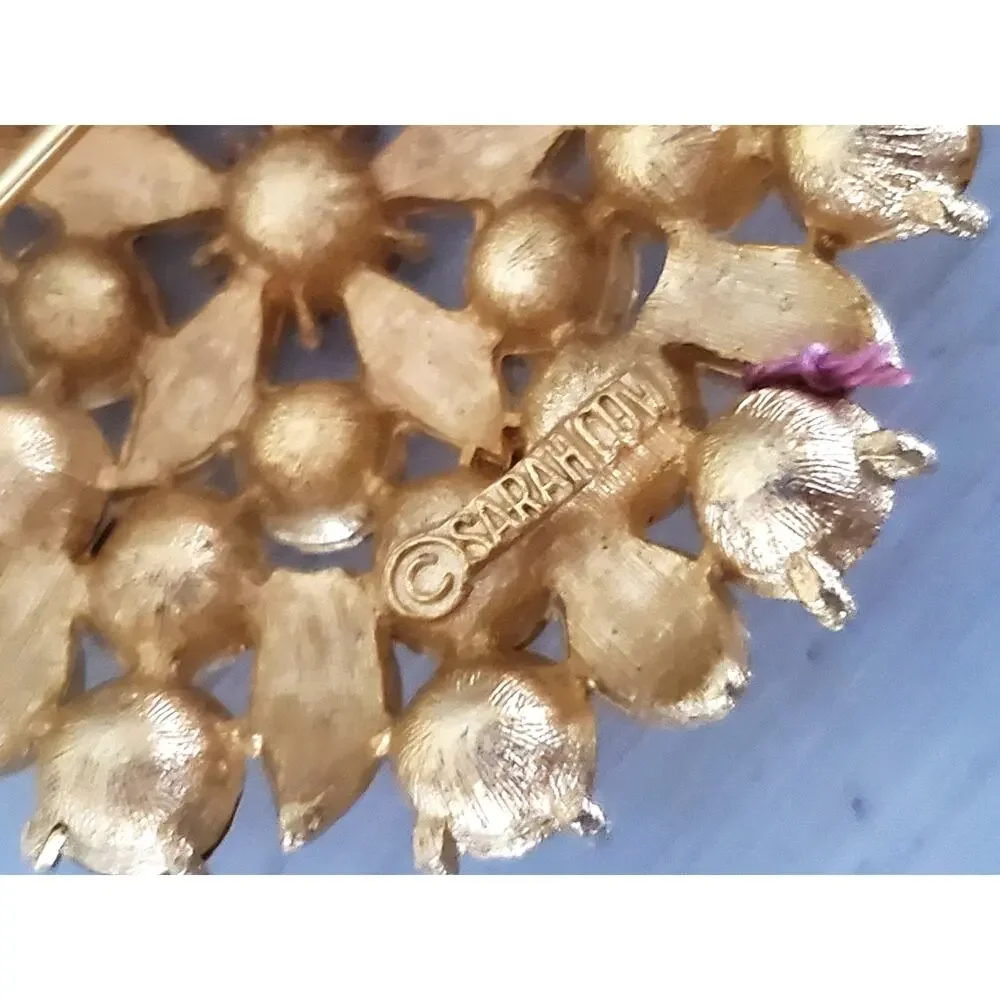 Vintage Orange Flower Brooch Pin by Sarah Coventry